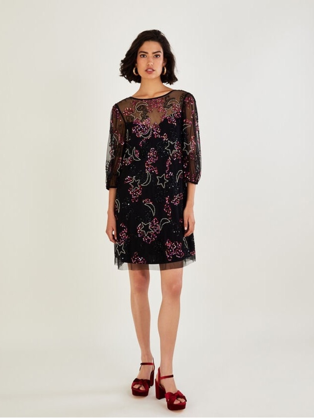 Monsoon Jenna Star Sequin Tunic Dress